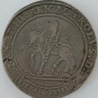 CHARLES I 1642  CHARLES I HALFPOUND. Shrewsbury horseman. No cannon in Arms. No plume in Obverse field. SHREWSBURY MINT. Mm plume/pellets. NVF