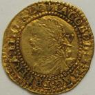 HAMMERED GOLD 1620 -1621 JAMES I QUARTER LAUREL 3RD COINAGE 2ND BUST MM LIS GVF