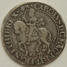 CHARLES I 1643 -1644 CHARLES I HALFCROWN CIVIL WAR COINAGE YORK MINT TYPE 7 TALL HORSE TAIL BETWEEN LEGS EBOR BELOW REVERSE OVAL SHIELD WITH LIONS SKIN GARNITURE MM LION GVF