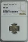 THREEPENCES SILVER 1852  VICTORIA EXTREMELY RARE NGC SLABBED MS63