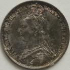 SIXPENCES 1887  VICTORIA JUBILEE HEAD WITHDRAWN R OVER V IN VIC RARE    UNC LUS