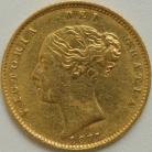 HALF SOVEREIGNS 1871  VICTORIA 2ND HEAD DIE NUMBER 25 NOSE POINTS TO T IN VICTORIA VERY SCARCE GVF