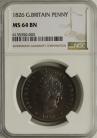 PENNIES 1826  GEORGE IV PLAIN SALTIRE NGC SLABBED MS64