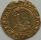 HAMMERED GOLD 1615 -1616 JAMES I HALFCROWN. 2ND COINAGE. 5TH BUST. MM TUN SCARCE NVF