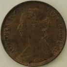 HALFPENCE 1875 H VICTORIA F323 SCARCE - PATCHY TONING GEF