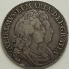 HALF CROWNS 1691  WILLIAM & MARY 2ND BUST TERTIO NO STOP AFTER BR ESC 852 SCARCE NVF
