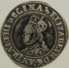 ELIZABETH I 1560 -1561 ELIZABETH I SHILLING. 2ND ISSUE. BUST 3C. BEADED INNER CIRCLES. MM MARTLET NVF
