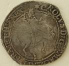 CHARLES I 1640 -1641 CHARLES I HALFCROWN. TOWER MINT. GR 4. FOURTH HORSEMAN. FORE SHORTENED HORSE. REV.OVAL GARNISHED SHIELD. MM STAR GVF 