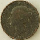 PENNIES 1844  VICTORIA COLON AFTER REG. RARE. F E/KS