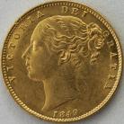 SOVEREIGNS 1849  VICTORIA LONDON SHIELD. TINY EDGE KNOCK GEF