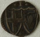 COMMONWEALTH 1649 -1660 COMMONWEALTH PENNY. CO-JOINED SHIELDS GVF