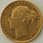 SOVEREIGNS 1879  VICTORIA LONDON. ST. GEORGE. VERY RARE. SMALL EDGE BUMP GVF