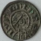 KINGS OF MERCIA 852 -874 BURGRED PENNY. TYPE IIIC. BUST RT. WITH PELLET EYE. REV II/DUDDA/ETA AND TREFOIL OF PELLETS. GVF