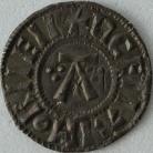 ANGLO-VIKING COINAGES 885 -915 ST. EDMUND PENNY. MEMORIAL COINAGE. CENTRAL A BETWEEN TREFOIL OF PELLETS. REVERSE. RCEIIDI. IIAIII AROUND CENTRAL CROSS. UNUSUAL VARIETY. NEF