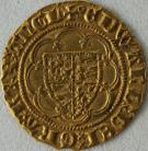 HAMMERED GOLD 1361 -1369 EDWARD III QUARTER NOBLE. TREATY PERIOD. ANNULET BEFORE EDWARD REVERSE LIS IN CENTRE MM CROSS POTENT GVF
