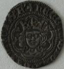 HENRY VI 1422 -1430 HENRY VI HALF GROAT. ANNULET ISSUE. CALAIS MINT. ANNULETS AT NECK. MM PIERCED CROSS. EXCELLENT PORTRAIT. GVF