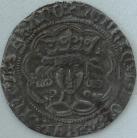 HENRY VI 1422 -1430 HENRY VI GROAT. ANNULET ISSUE. YOUNG PORTRAIT. ANNULETS AT NECK. CALAIS MINT. MM PIERCED CROSS. GVF