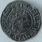 HENRY VIII 1509 -1526 HENRY VIII HALFGROAT. 1ST COINAGE. CANTERBURY. ARCHBISHOP WARHAM. WA BY SHIELD. MM POMEGRANATE. VF