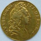 HALF GUINEAS 1695  WILLIAM III WILLIAM III LAUREATE BUST EARLY HARP SCARCE S3466 NEF