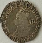 CHARLES II 1660 -1662 CHARLES II THREEPENCE. 3RD ISSUE. CROWNED BUST WITH INNER CIRCLE AND MARK OF VALUE MM CROWN. GVF