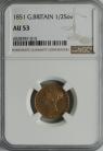 HALF SOVEREIGNS 1851  VICTORIA YOUNG HEAD. VERY SCARCE. NGC SLABBED. AU53
