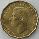 THREEPENCES BRASS 1939  GEORGE VI SCARCE BU