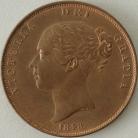 PENNIES 1848  VICTORIA ORN. TRIDENT. LIGHT TONE UNC