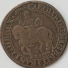 CHARLES I 1643 -1644 CHARLES I HALFCROWN. Civil war coinage. YORK mint. Tall horse. Tail between legs. EBOR below Rev. Oval shield with lions skin garniture. MM Lion. NVF