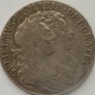 HALF CROWNS 1689  WILLIAM & MARY 1ST BUST 2ND SHIELD CAUL FROSTED PEARLS ESC 510 NVF