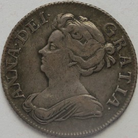 SHILLINGS 1708  ANNE 3RD BUST PLUMES VERY SCARCE GF/NVF