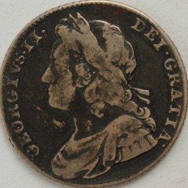 SHILLINGS 1727  GEORGE II PLUMES VERY SCARCE GF