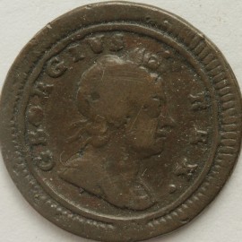 FARTHINGS 1723  GEORGE I R OVER R IN REX VERY RARE GF