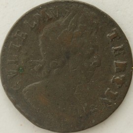 HALFPENCE 1701  WILLIAM III INVERTED V'S FOR 'A'S VERY SCARCE F