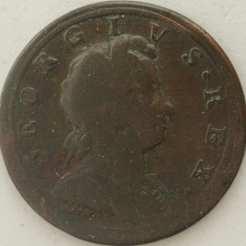 HALFPENCE 1721  GEORGE I 1 OVER 0 IN DATE F