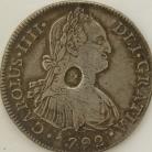 CROWNS 1792  GEORGE III 8 REALES OVAL COUNTERMARK MEXICO RARE GVF