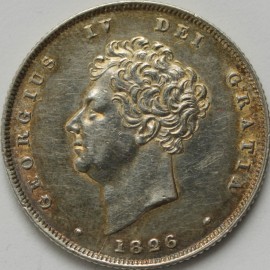 SHILLINGS 1826  GEORGE IV 2ND HEAD 3RD REVERSE GEF