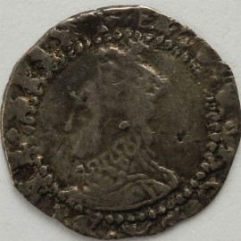 ELIZABETH I 1595 -1598 ELIZABETH I PENNY. 6th issue. W/O R or Date. MM Monkey/Woolpack. A Rare Mint Mark.  GVF