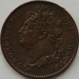 FARTHINGS 1825  GEORGE IV LEAF RIBS RAISED NEF