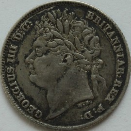 SIXPENCES 1824  GEORGE IV 1ST HEAD 2ND REVERSE NVF