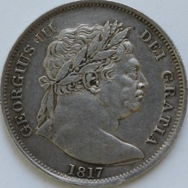 HALF CROWNS 1817  GEORGE III LARGE BULL HEAD NEF