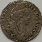SIXPENCES 1697 E WILLIAM III EXETER 1ST BUST SMALL CROWNS E OVER B ESC 1560A VERY SCARCE NEF
