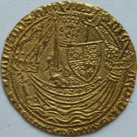 HAMMERED GOLD 1377 -1399 RICHARD II NOBLE FRENCH TITLE RESUMED TYPE IIIA FINE STYLE MM CROSS PATTEE RARE  GVF