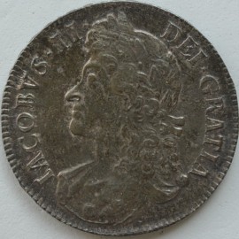 CROWNS 1687  JAMES II 2ND BUST TERTIO RARE IN THIS GRADE SUPERB MINT STATE MS