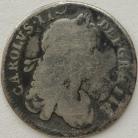 SHILLINGS 1663  CHARLES II 1ST BUST SCOTTISH AND IRISH SHIELDS TRANSPOSED RARE - PATCHY TONING F