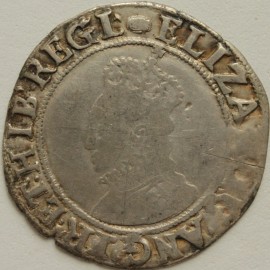 ELIZABETH I 1592 -1595 ELIZABETH I SHILLING 6TH ISSUE MM TUN GF