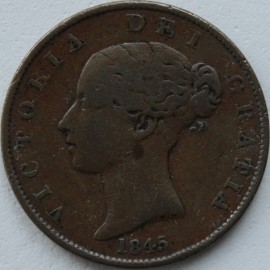 Halfpence 1845  VICTORIA EXTREMELY RARE GF