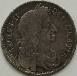 HALF CROWNS 1679  CHARLES II 4TH BUST TERTIO PRIMO  GF