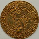 HAMMERED GOLD 1509 -1526 HENRY VIII ANGEL 1ST COINAGE THE ARCHANGEL MICHAEL SLAYING THE DRAGON. REVERSE. SHIP BEARING SHIELD CROSS ABOVE BISECTING H AND ROSE MM PORTCULLIS FULL FLAN GVF