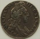 SIXPENCES 1697 B WILLIAM III BRISTOL 1ST BUST EARLY HARP SMALL CROWNS ESC 1555 GVF
