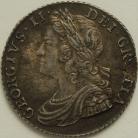 SHILLINGS 1735  GEORGE II ROSES AND PLUMES - DIE FLAW ON FLAN REVERSE NEF